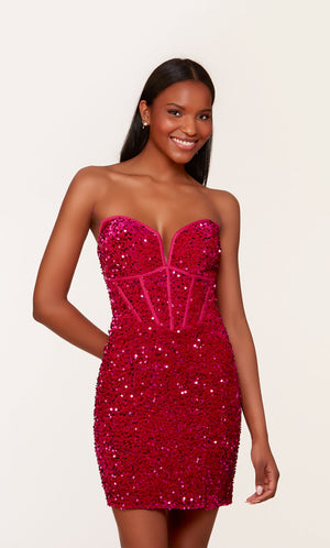 UNK-4745. Short, Strapless, Straight, Lace-up Back image 2