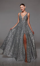 UNK-1793. Long, Plunging Neckline, A-line image 0