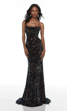 UNK-61181. Long Strappy Back Dress, Square Neckline, Straight image 0