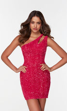 UNK-4603. Short, One Shoulder, Straight, Closed Back image 7