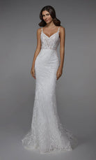 UNK-7028. Long Bridal Gown, Sweetheart Neckline, Fit N Flare image 1