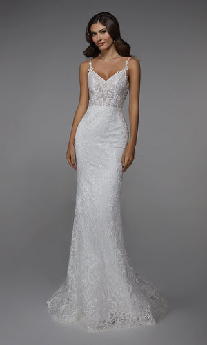 UNK-7028. Long Bridal Gown, Sweetheart Neckline, Fit N Flare image 1