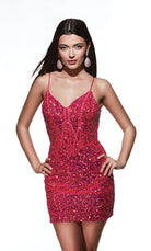 UNK-4912. Short, V-neck, Straight, Lace-up Back image 0
