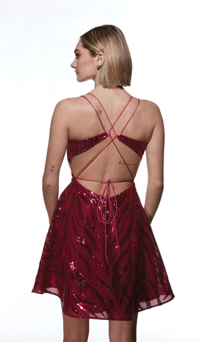 UNK-3783. Short, Plunging Neckline, A-line image 4