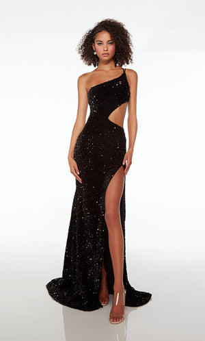 UNK-61707. Long, One Shoulder, Fit N Flare, Open Back image 0