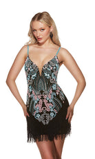 UNK-4872. Short, Plunging Neckline, Straight image 3