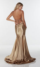 UNK-61169. Long Slinky Dress, V-neck, Fit N Flare image 1
