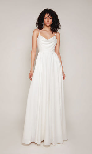 UNK-7100. Long, Cowl Neck, A-line, Open Back image 3