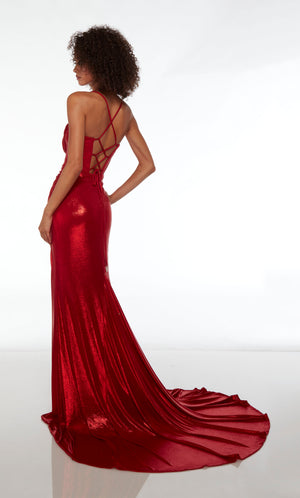 UNK-61490. Long, Sweetheart/Cowl Neckline, Fit N Flare, Strappy Back image 5