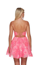 UNK-3138. Short, V-neck, A-line, Lace-up Back image 1