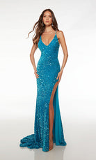 UNK-61620. Long, V-neck, Straight/Fitted, Strappy Back image 0