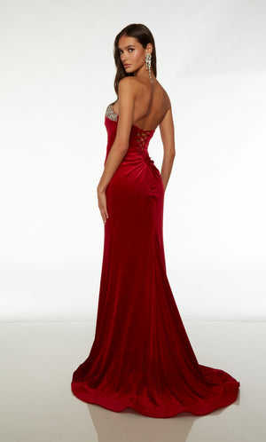 UNK-61487. Long, Strapless Neckline, Fit N Flare image 1