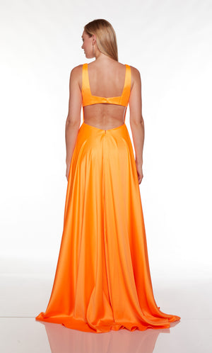 UNK-1756. Long, Plunging Neckline, A-line, Cutout Back image 1