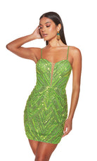UNK-4840. Short, Plunging Neckline, Straight image 12