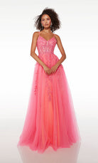 UNK-61514. Long, V-neckline, A-line, Lace-up Back image 2