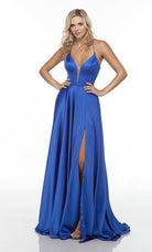 UNK-1722. Long Slit Dress, Plunging Neckline, Flowy image 5