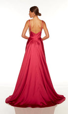 UNK-1746. Long, Plunging Neckline, A-line, Open Back image 1