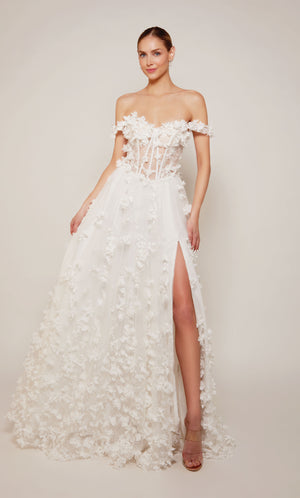 UNK-61308. Long, Off The Shoulder, A-line, Lace Up Back image 6