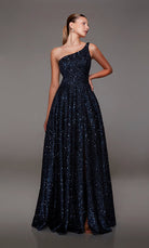 UNK-1806. Long, One Shoulder Neckline, A-line image 4