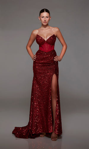UNK-1775. Long, Strapless Neckline, Fit N Flare image 5
