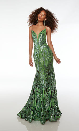 UNK-61564. Long, Plunging Neckline, Fit N Flare image 2