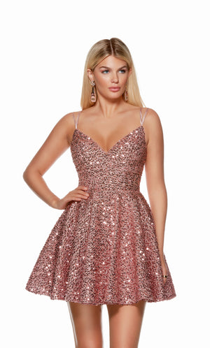 UNK-3176. Short, V-neck, A-line, Strappy Back image 0
