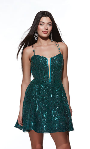UNK-3783. Short, Plunging Neckline, A-line image 0