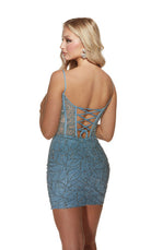 UNK-4862. Short, V-neck, Straight, Lace-up Back image 1