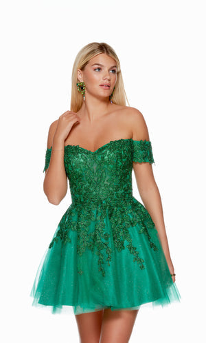 UNK-3146. Short, Off The Shoulder, A-line, Closed Back image 0