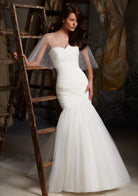 UNK-Asymmetrically Draped Net Morilee Bridal image 3