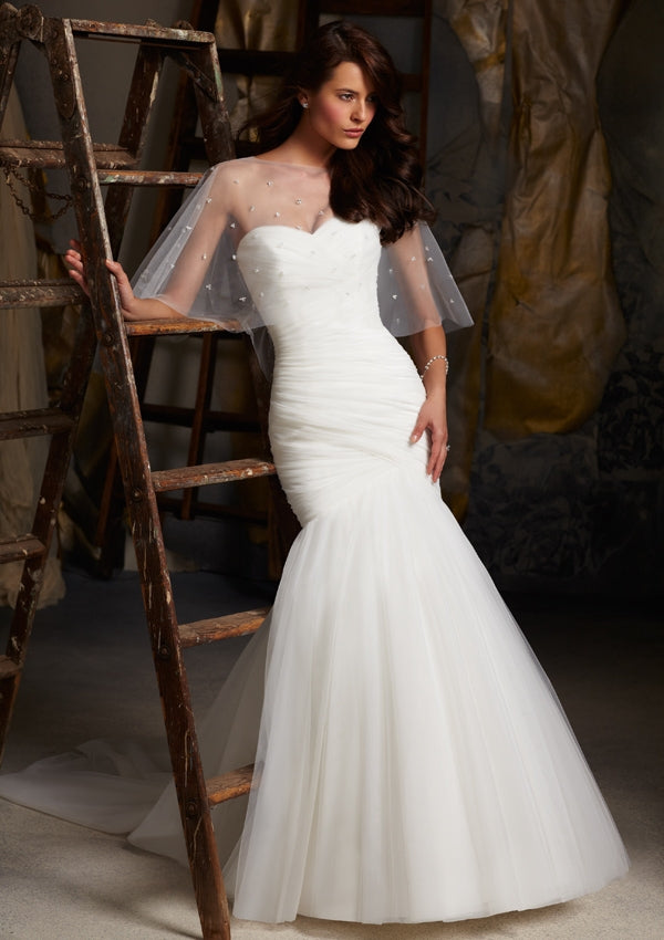 UNK-Asymmetrically Draped Net Morilee Bridal image 3