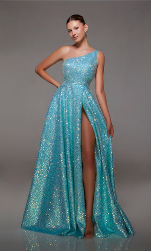 UNK-1806. Long, One Shoulder Neckline, A-line image 0