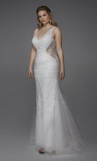 UNK-7017. Long, V-neck, Fit N Flare, V Shaped Back image 2