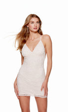 UNK-84017. Short, V-neck, Straight, Strappy Back image 0