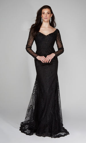 UNK-7030. Long Bridal Gown, V-neck, Fit N Flare image 8