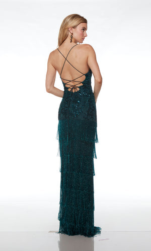UNK-61586. Long, V-neck, Straight, Lace-up Back image 6