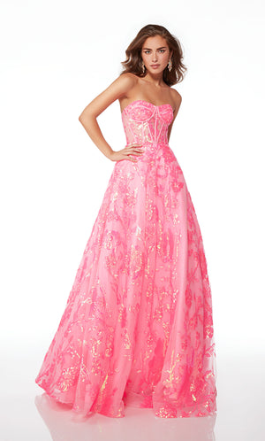 UNK-61515. Long, Strapless, Ballgown, Lace-up Back image 0