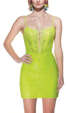 UNK-4901. Short, Plunging Neckline, Straight image 5