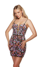 UNK-4881. Short, Plunging Neckline, Straight image 3