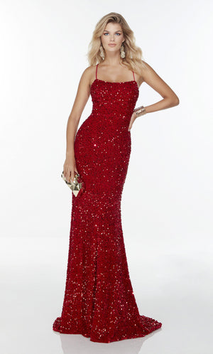 UNK-61181. Long Strappy Back Dress, Square Neckline, Straight image 11