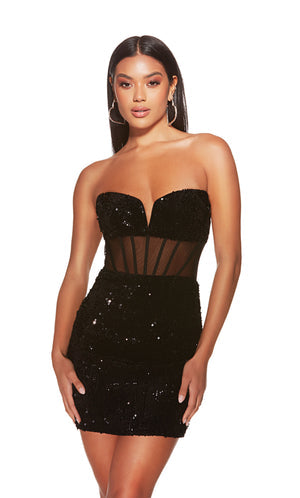 UNK-4934. Short, Strapless, Straight, Closed Back image 0