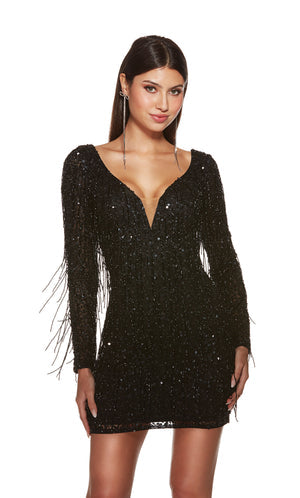 UNK-4873. Short, Plunging Neckline, Straight, Open Back image 4