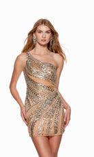 UNK-4684. Short, One Shoulder, Straight, Closed Back image 0