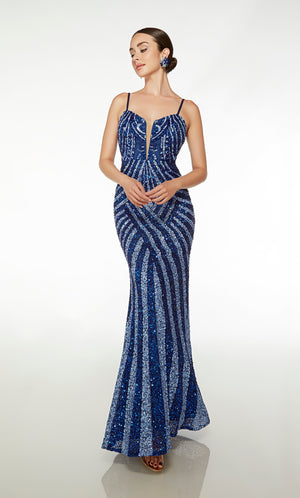 UNK-61608. Long, Plunging Neckline, Fit N Flare image 0