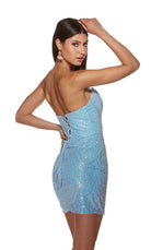 UNK-4828. Short, Strapless, Straight, Lace-up Back image 2
