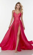 UNK-61140. Long Cut Out Dress, V-neck, Flowy image 0