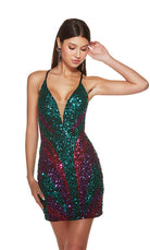UNK-4884. Short, Plunging Neckline, Straight image 0