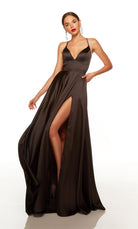 UNK-1748. Long, Plunging Neckline, A-line, Strappy Back image 2