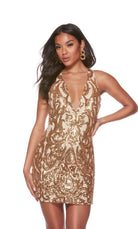 UNK-4642. Short, Plunging Neckline, Straight image 2