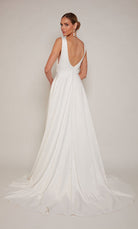 UNK-7096. Long, V-neck, A-line, V Shaped Back image 3